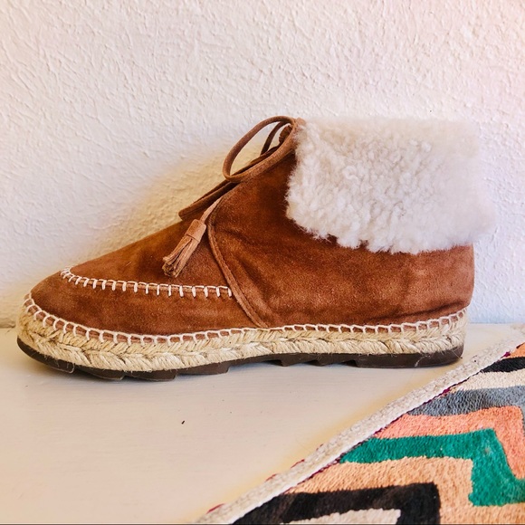 ANDREA GOMEZ Brown Suede Shearling Mocassins Sz 38 - Picture 3 of 10